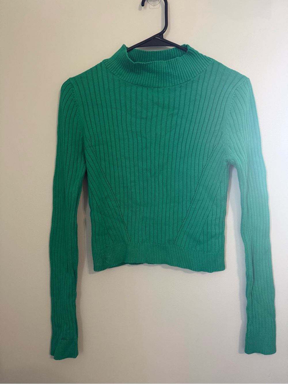 She + Sky Green Ribbed Mock Neck Long Sleeve Top